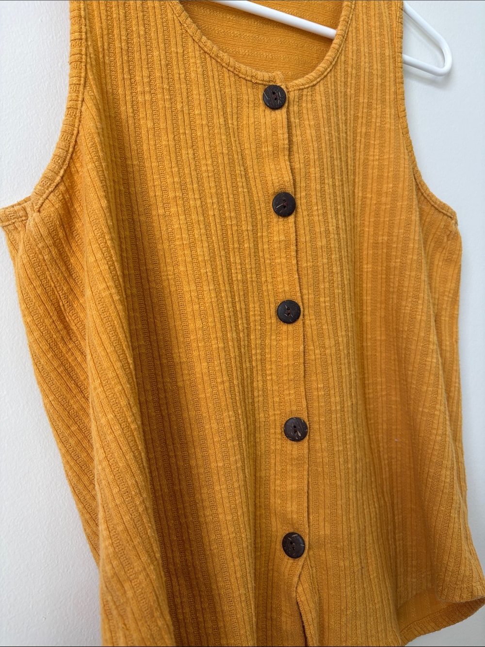 Mustard Ribbed Button-Front Tank Top - Picture 2 of 5